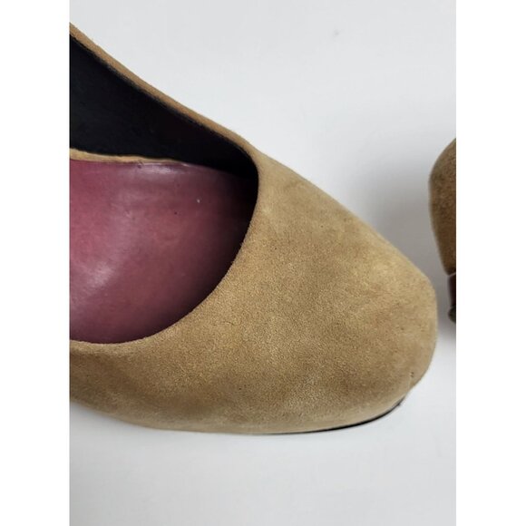 Pour La Victoire Tan Suede Platform Stiletto Heels Womens Size 8.5 - Picture 6 of 9